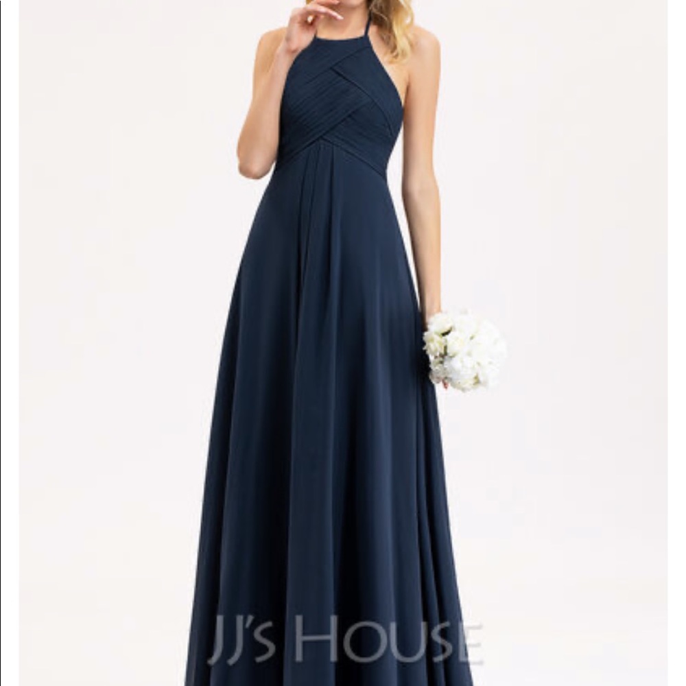 Navy blue high neck bridesmaid dress size 2